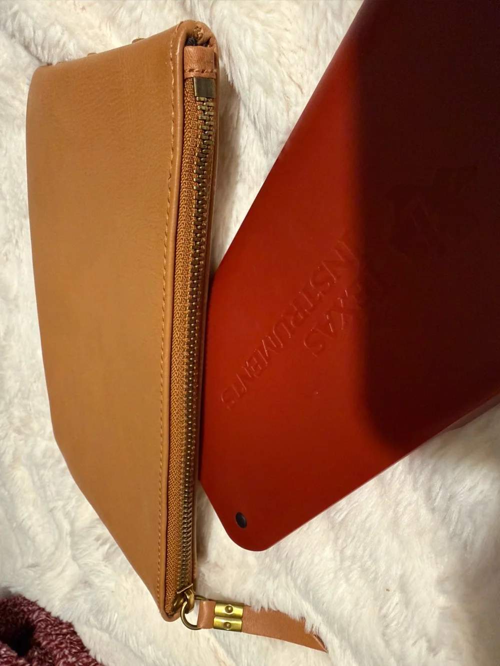 Madewell Tan Woven Leather Zip Pouch